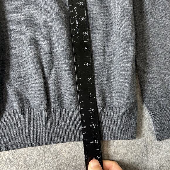 Raffi Linea Uomo Sweater Mens Large V-Neck 100% Extra Fine Merino Wool Gray FLAW - Picture 4 of 10